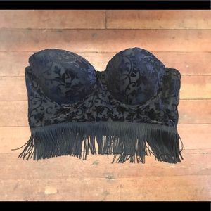 Fringe and velvet lingerie bra Halloween